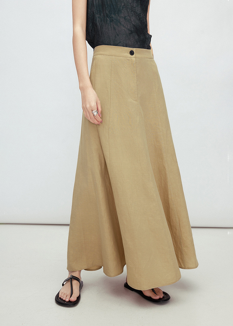 Linen Blend A-line Maxi Skirt
