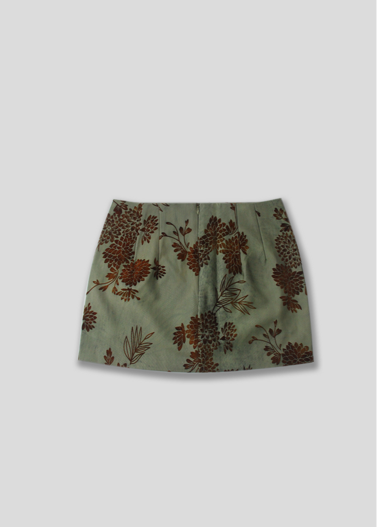 Flocked Floral Mini Skort