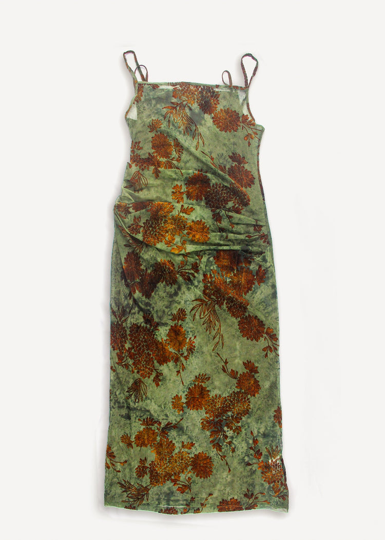 Velvet Floral Flocked Mesh Dress