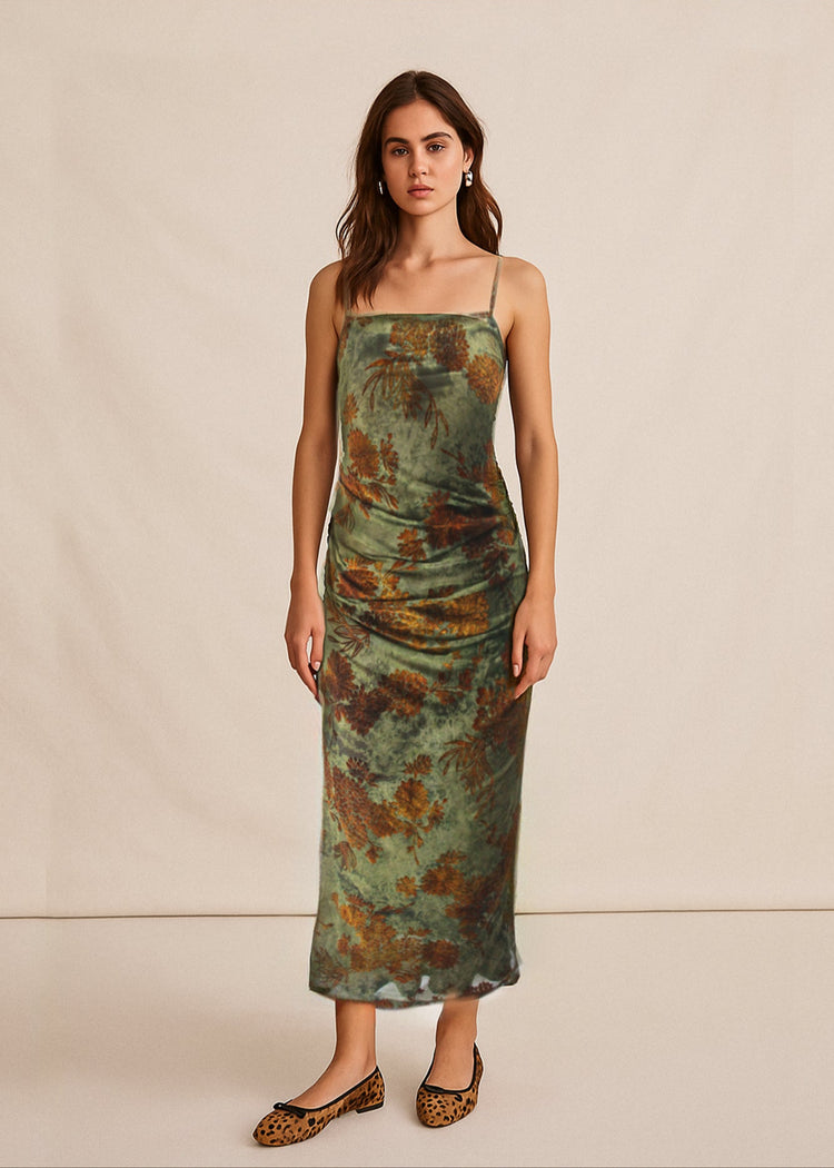 Velvet Floral Flocked Mesh Dress