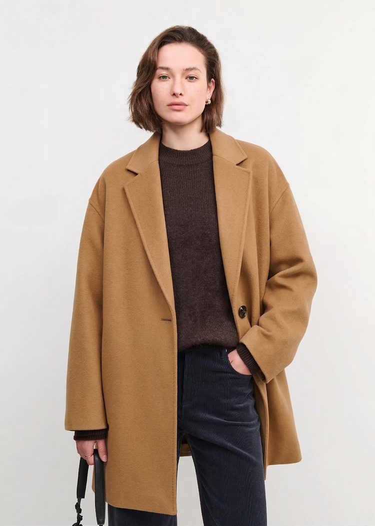 Light-Weight Wool Coat with Classic Notch Lapels