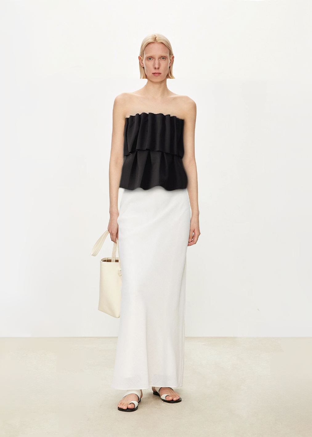 black ruffle tube top