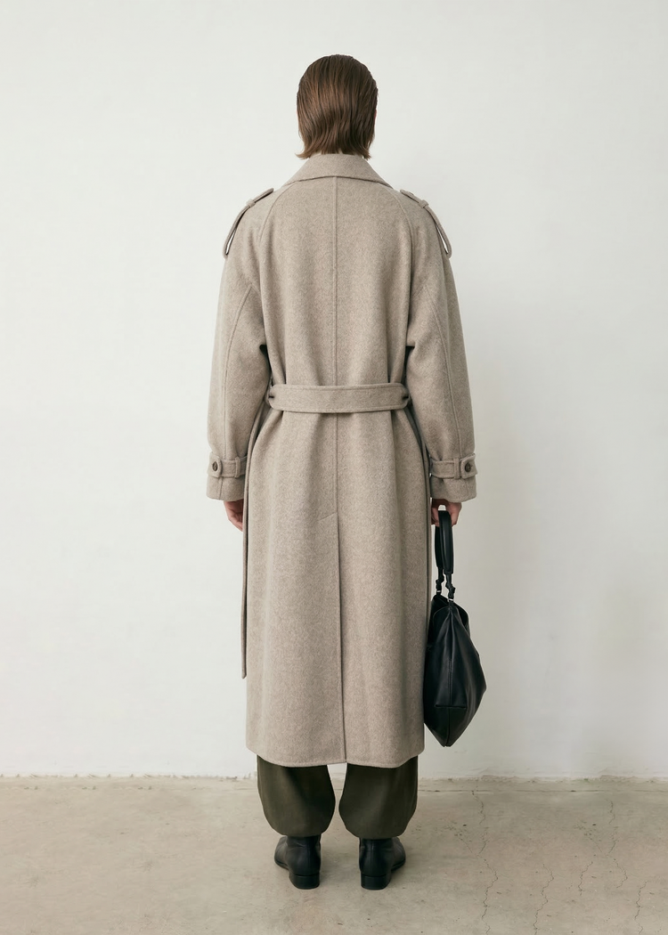 Wool Cashmere Double-Breasted Trench Coat