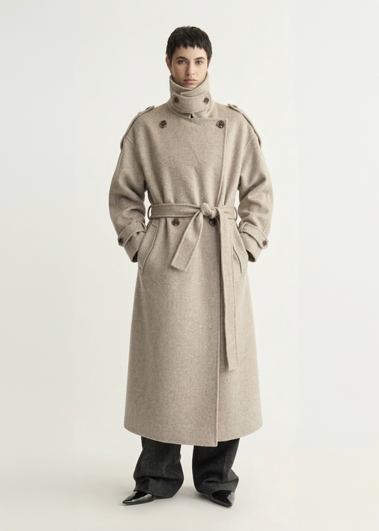 Wool Cashmere Double-Breasted Trench Coat