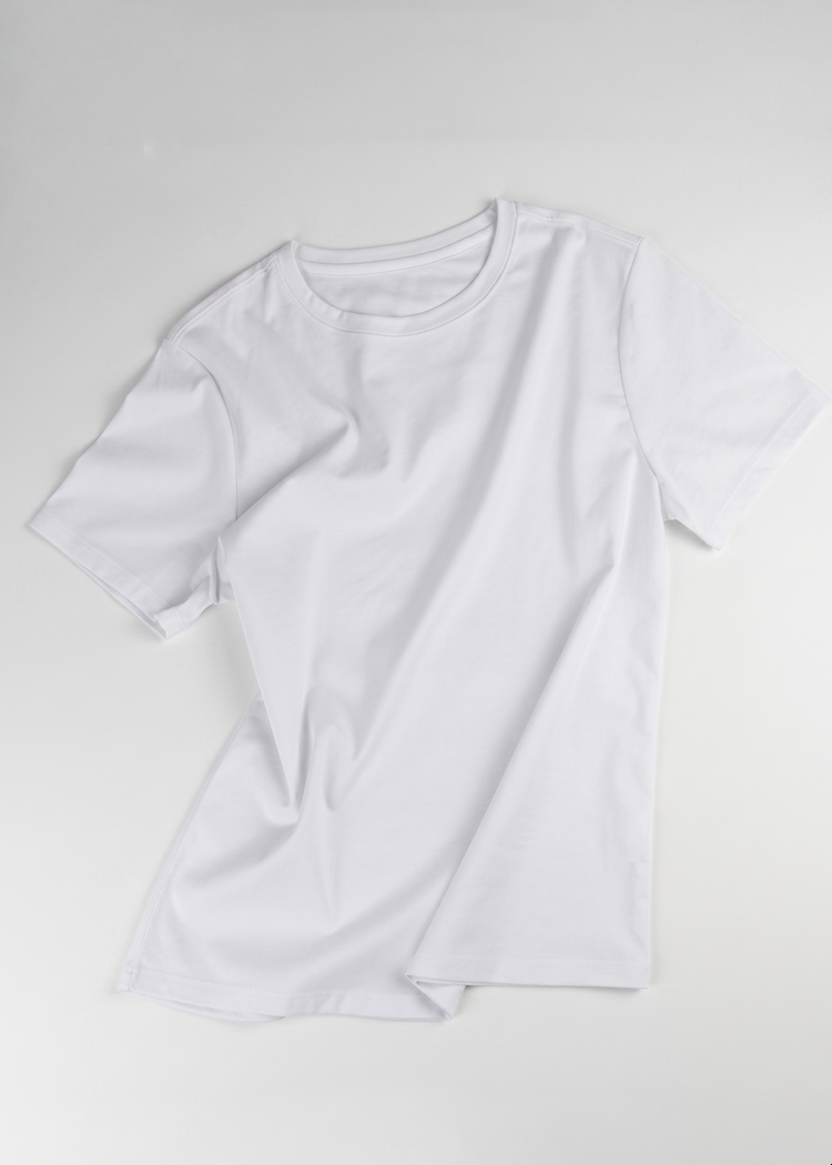 Cotton Silk Blend Tee - White