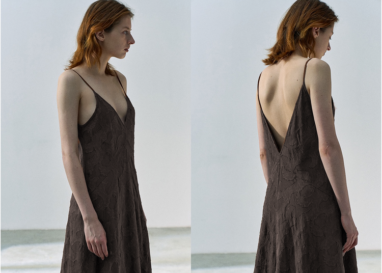 Textured Lyocell-Linen Maxi Dress – Espresso Brown
