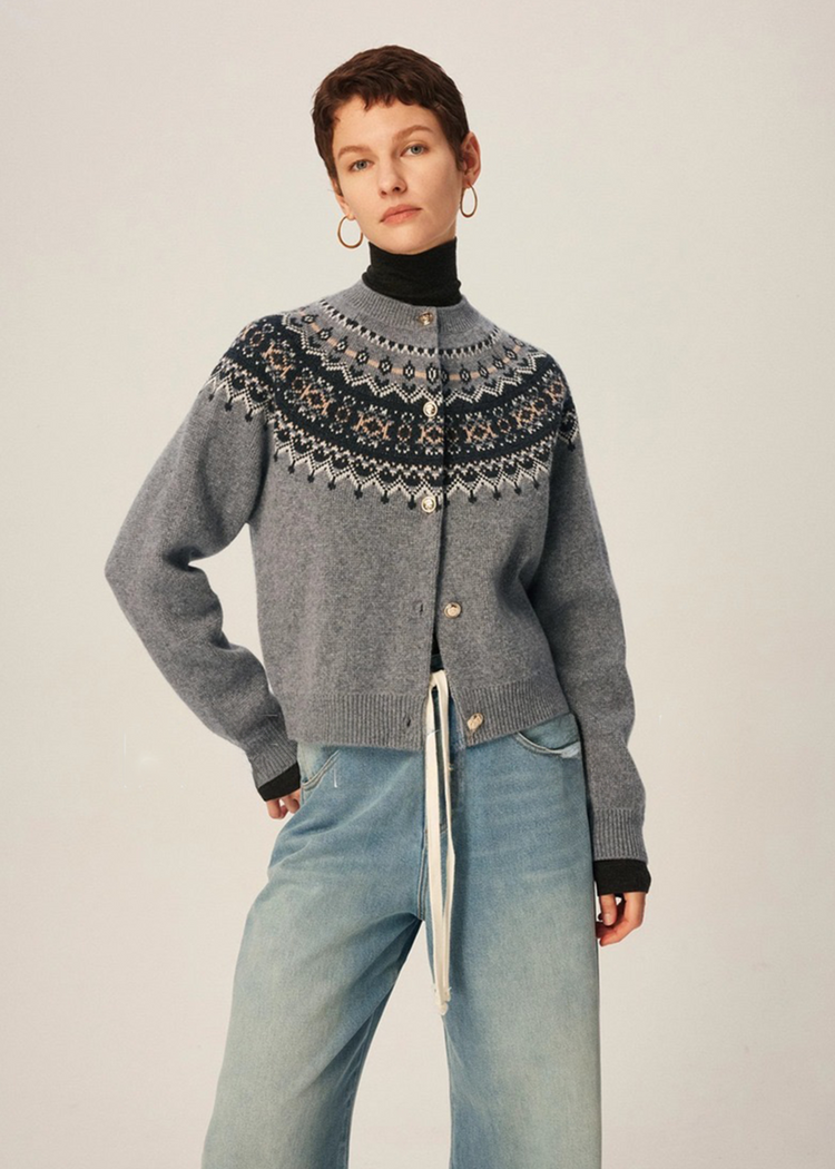Jacquard Knit Cardigan