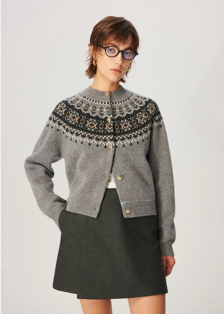 Jacquard Knit Cardigan