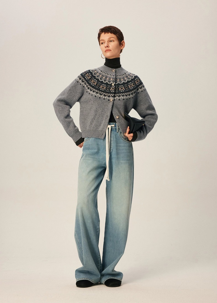 Jacquard Knit Cardigan