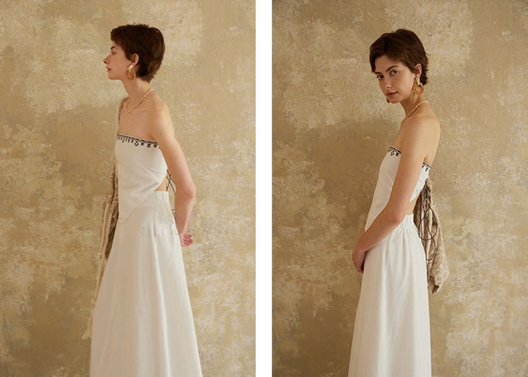 Linen Strapless Top - White