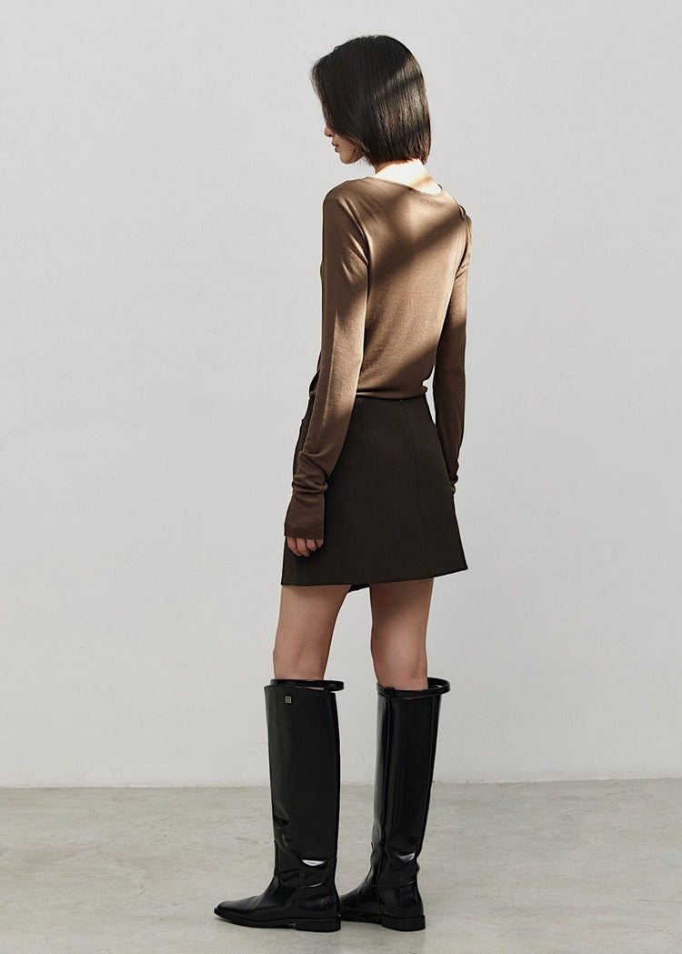 Asymmetrical Button Mini Skort