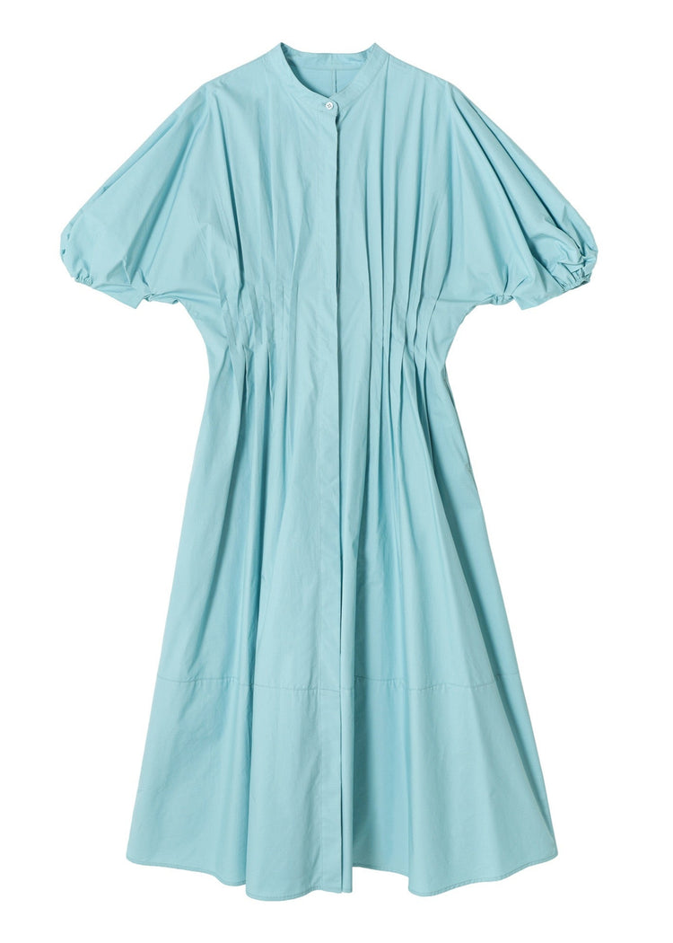 Cotton Midi Shirt Dress in Aqua
