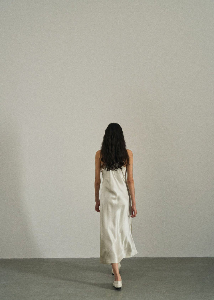 Acetate Scoop Neck Slip Dress
