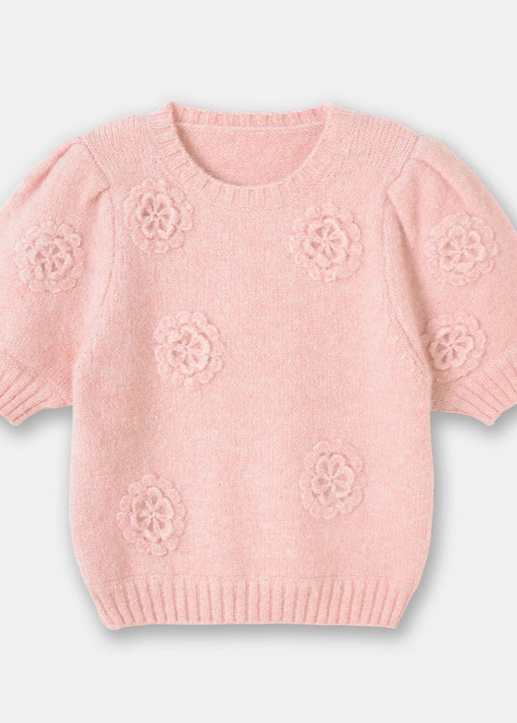 Mohair Wool Blend Short Sleeve Top