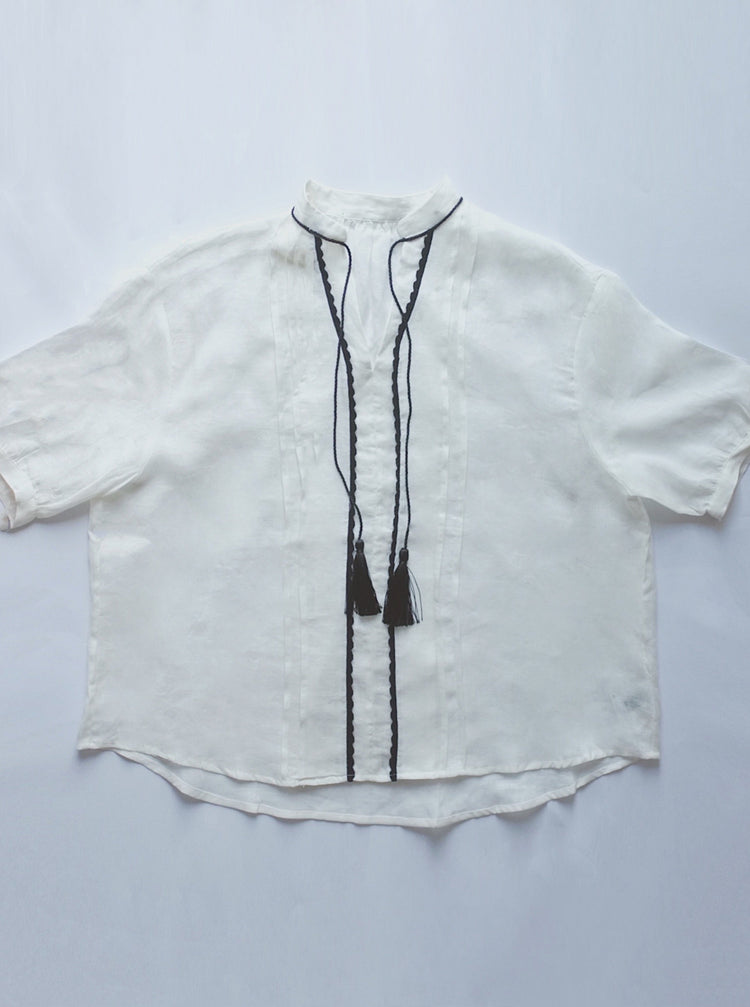 linen, retro, french style white blouse