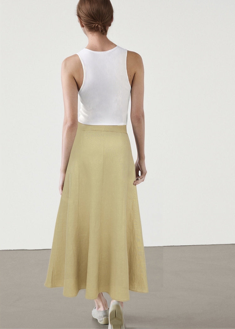 Linen Blend A-line Maxi Skirt