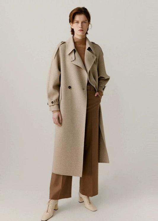Wool Cashmere Double-Breasted Trench Coat