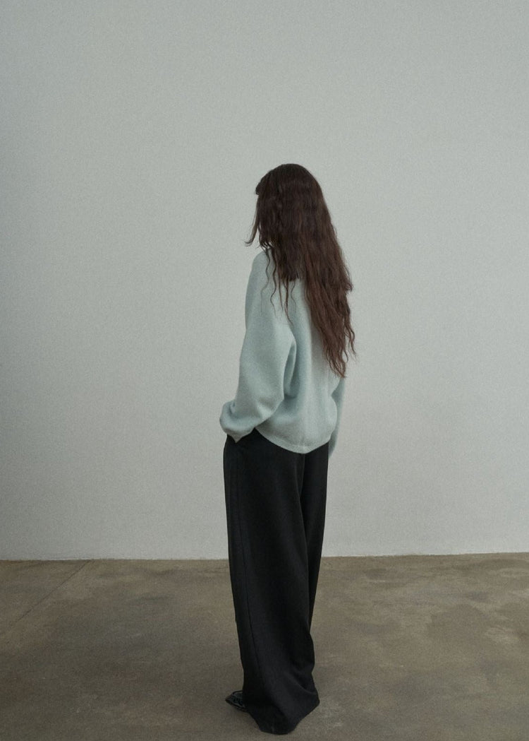 Wool Roll Neck Jumper in Aqua Haze
