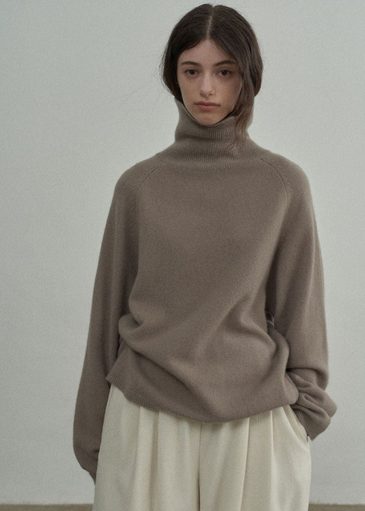 Wool Roll Neck Jumper in Vintage Khaki