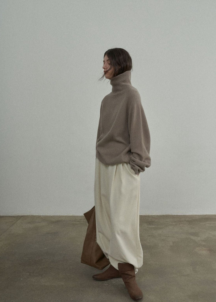 Wool Roll Neck Jumper in Vintage Khaki