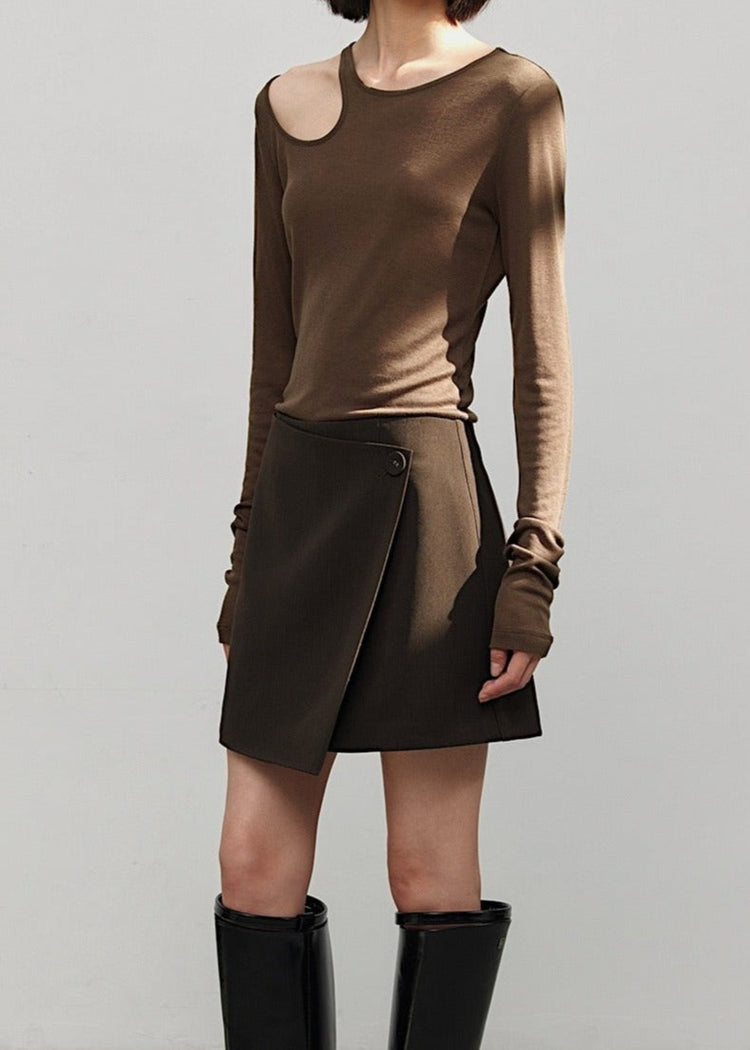Asymmetrical Button Mini Skort