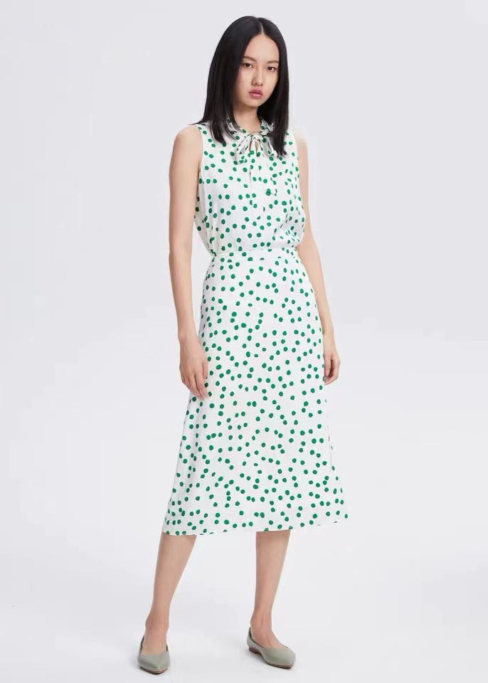 Polka Dot A-Line Midi Skirt