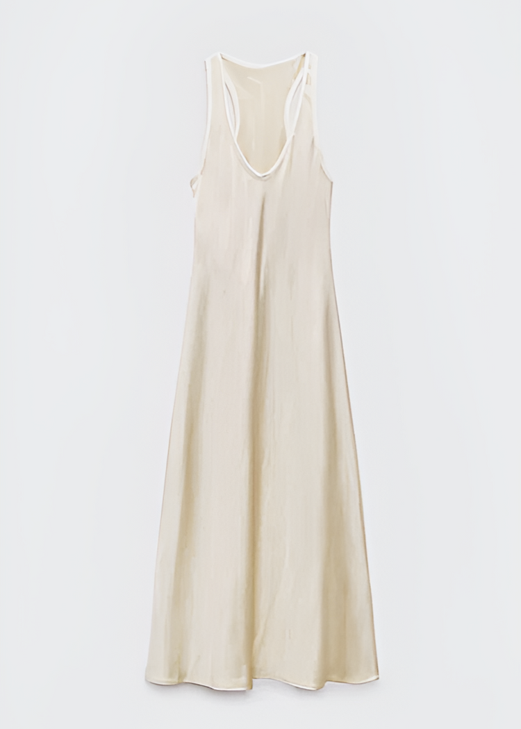 Acetate Scoop Neck Slip Dress