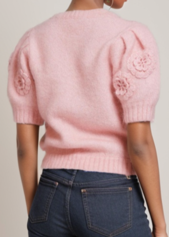 Mohair Wool Blend Short Sleeve Top