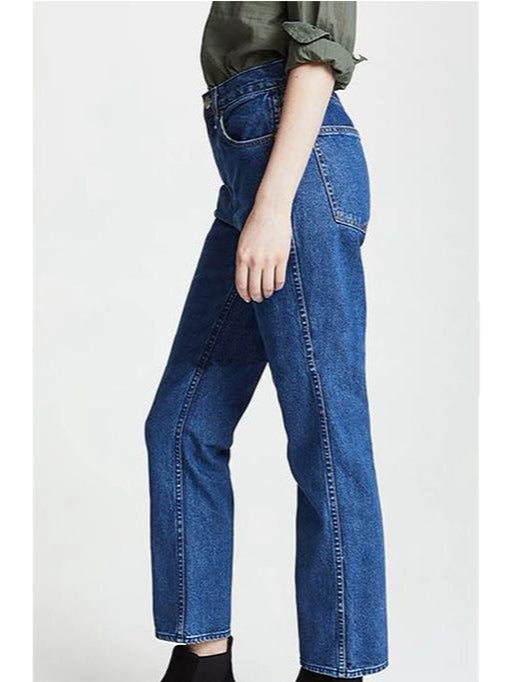 80’s High-waist Straight Blue Jeans