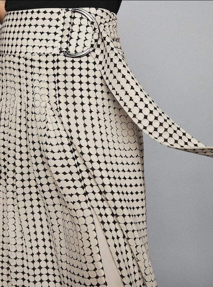 Geometric Print Skirt with Split