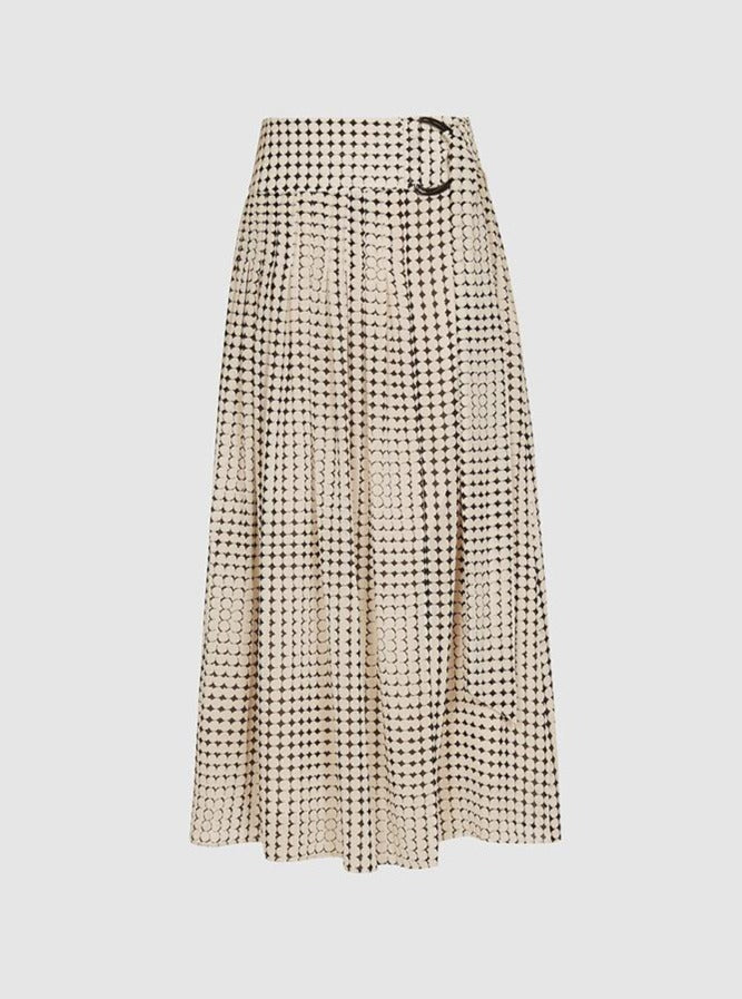 Geometric Print Skirt with Split