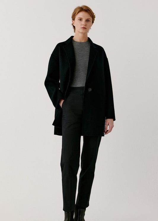 Light-Weight Wool Coat with Classic Notch Lapels