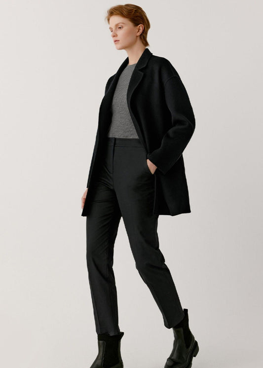 Light-Weight Wool Coat with Classic Notch Lapels