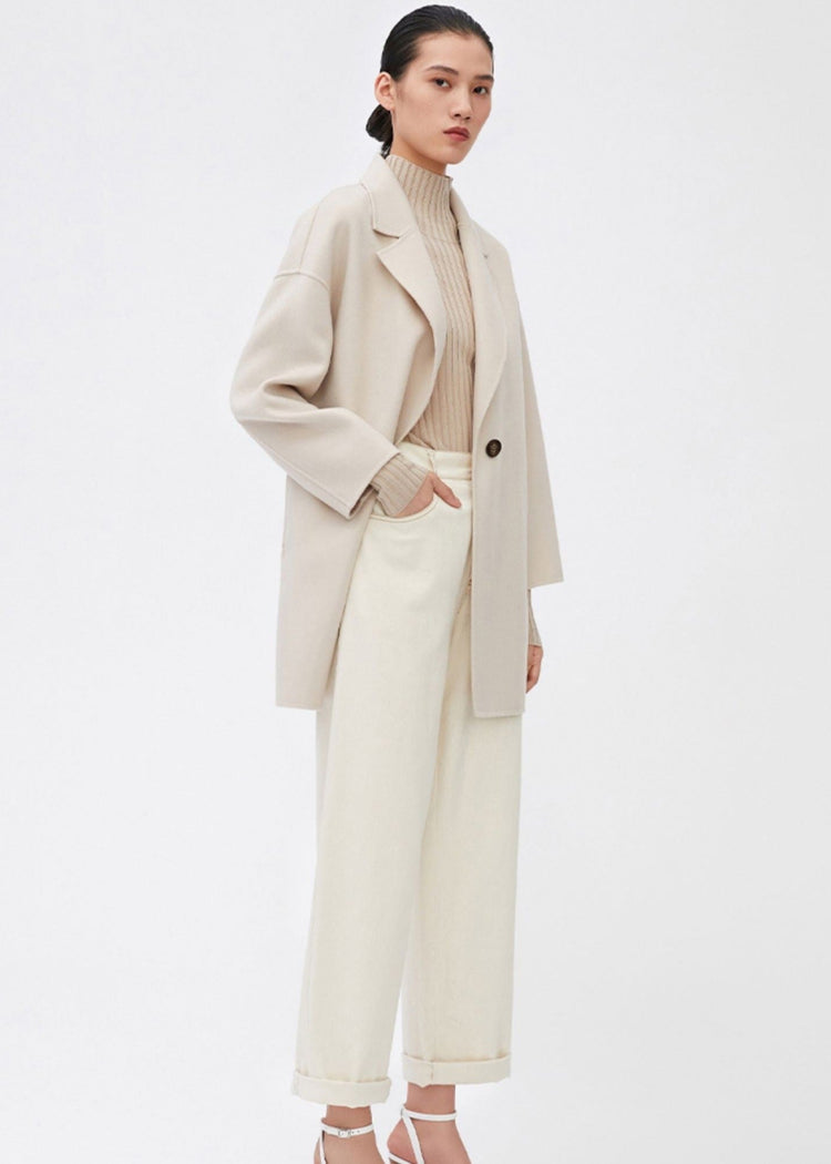 Light-Weight Wool Coat with Classic Notch Lapels