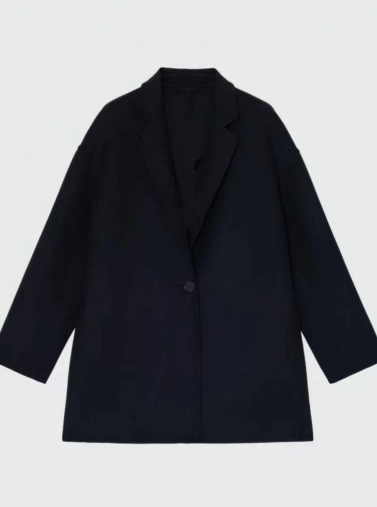 Light-Weight Wool Coat with Classic Notch Lapels