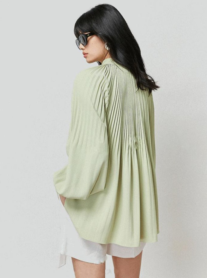 Pleated Long Sleeve Blouse