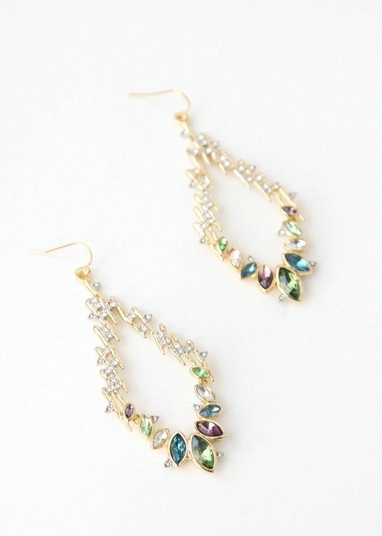 Navette Crystal Spiked Wire Earrings