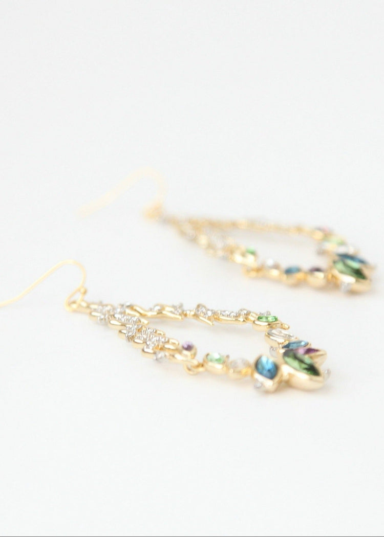 Navette Crystal Spiked Wire Earrings