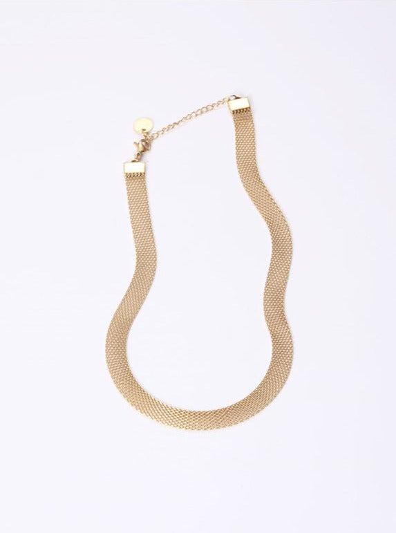 Mesh Chain Matte Gold Necklace
