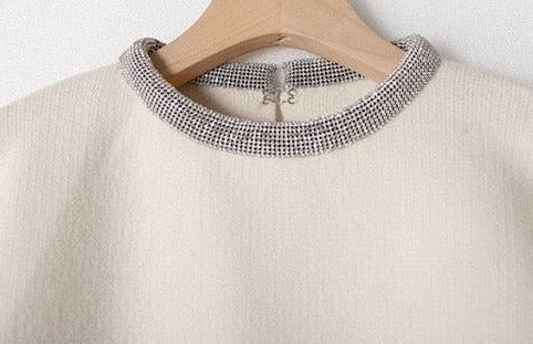 Embellished Neckline Wool Jumper