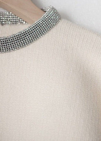Embellished Neckline Wool Jumper