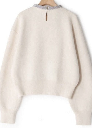 Embellished Neckline Wool Jumper