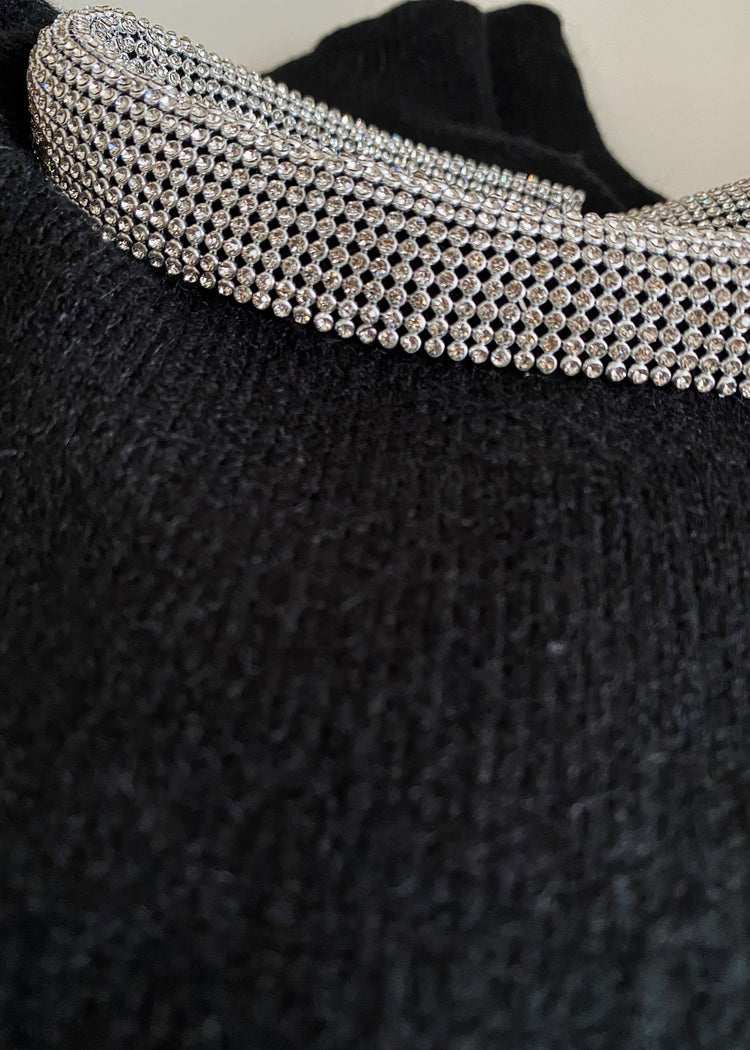 Embellished Neckline Wool Jumper