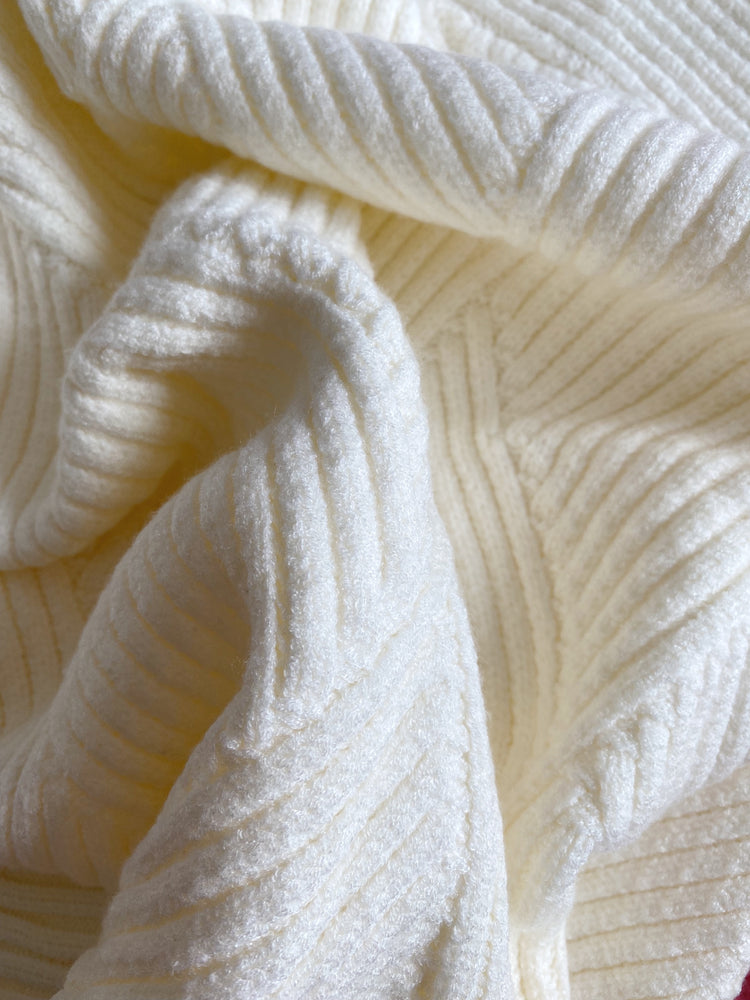 Ribbed Pattern Roll Neck Jumper