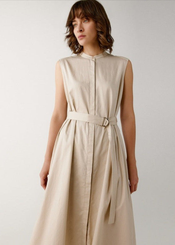 Cotton Crew Neck Midi Dress