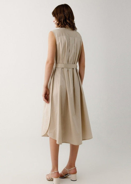 Cotton Crew Neck Midi Dress