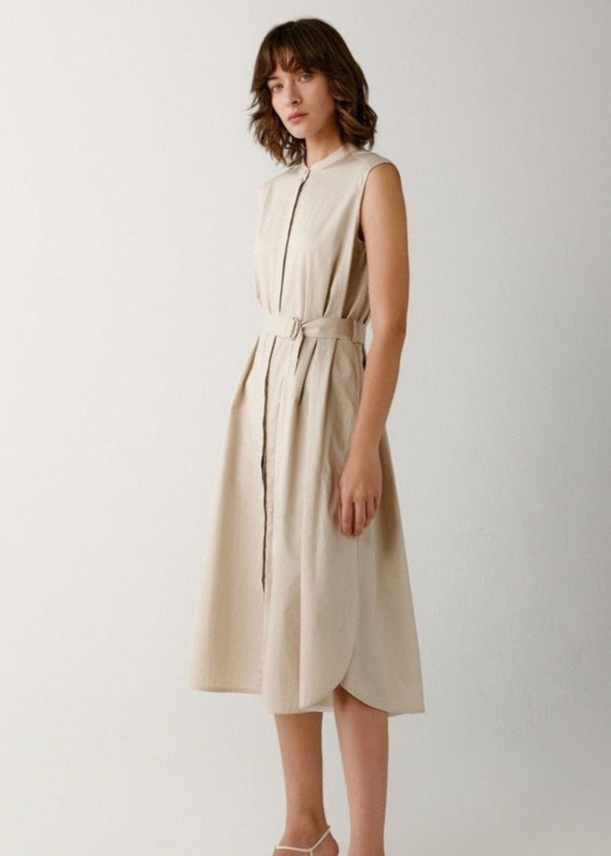 Cotton Crew Neck Midi Dress