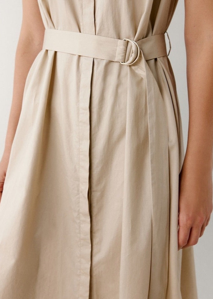 Cotton Crew Neck Midi Dress