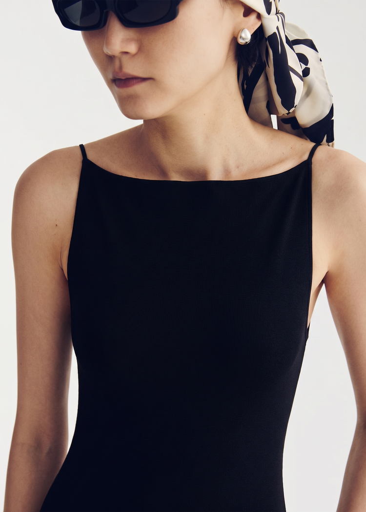 Knitted Midi Dress-Black