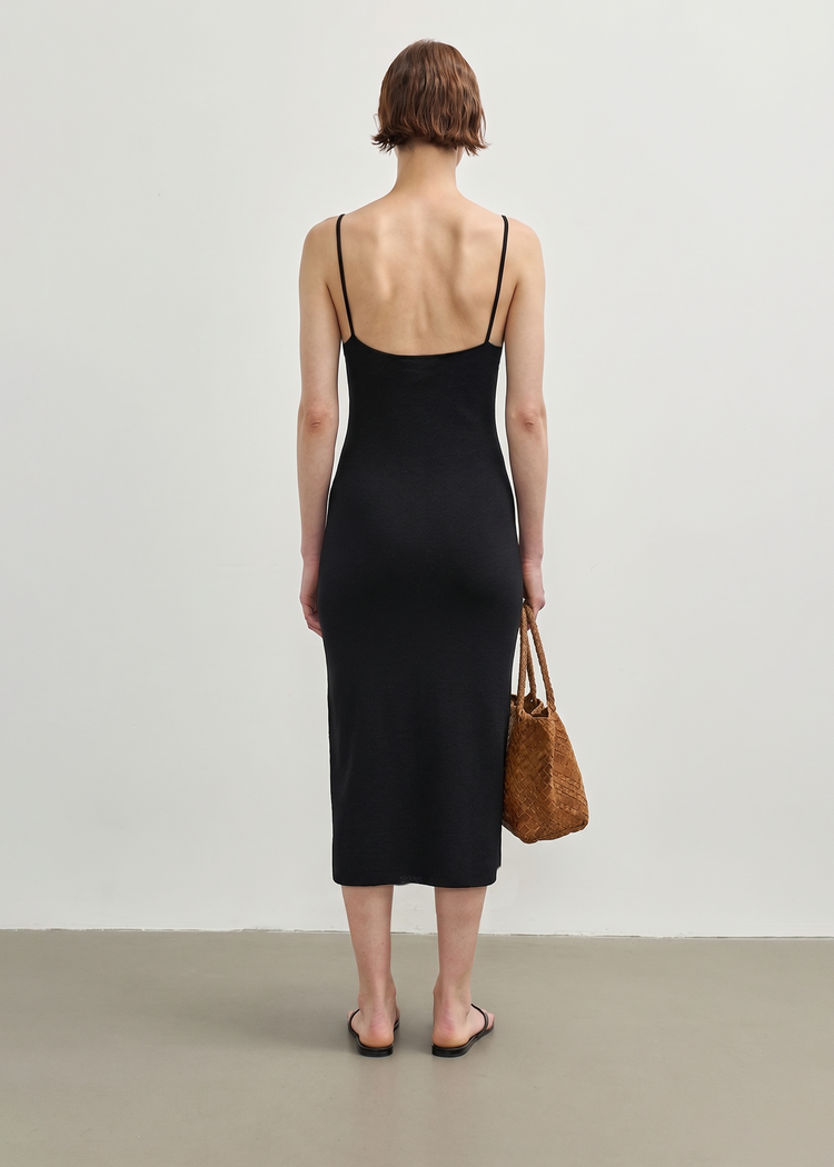 Knitted Midi Dress-Black